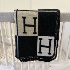 Black and White H Logo Blanket